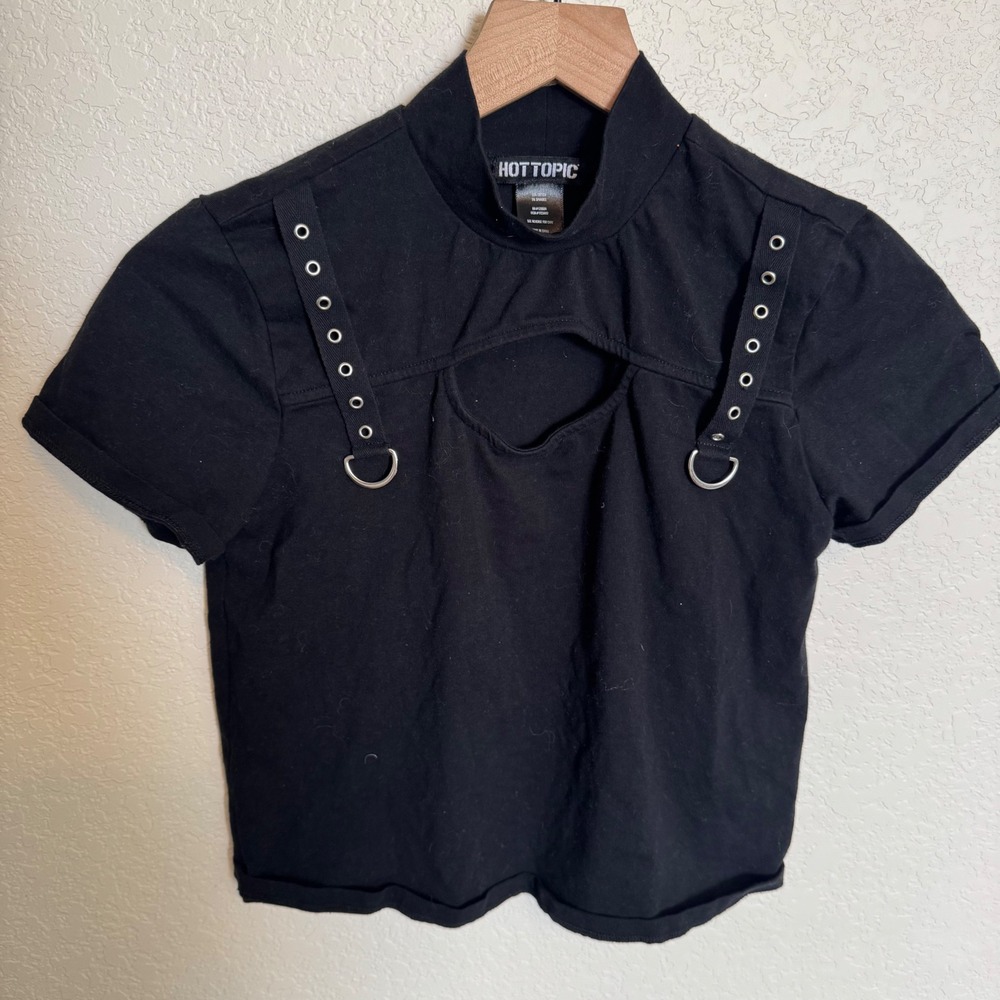 Mall Goth Grunge Alternative Hot Topic Cutout Crop Top Small Black